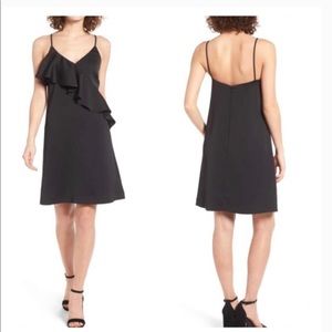 Ruffle black cocktail dress